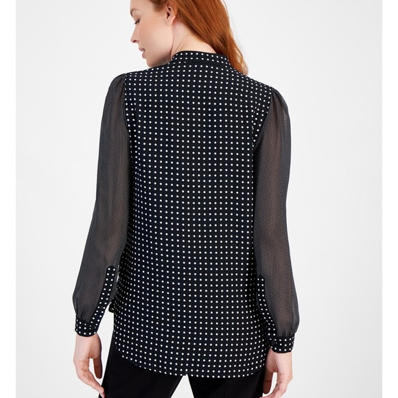 Anne Klein Polka Dot black and white Blouse - Picture 12 of 14
